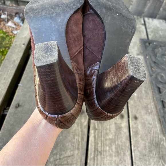 Coldwater Creek Leather Suede Ankle Western Boots Sz 9 - Picture 11 of 14